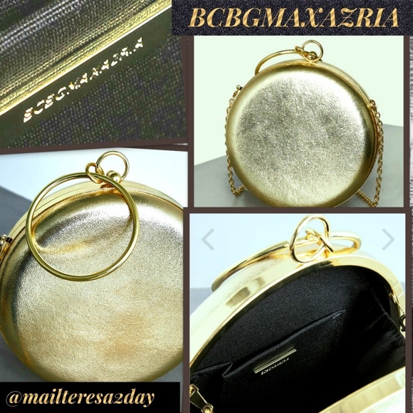 💖NWT BCBGMAXAZRIA LIZ METALLIC FAUX PYTHON CLUTCH - Picture 2 of 3